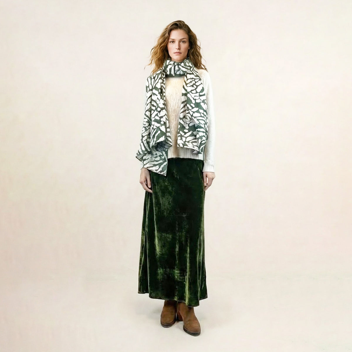 Fanda Green Plain Skirt