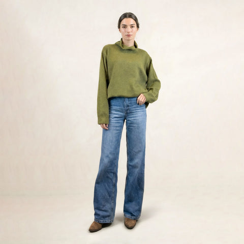 Landa Green High Neck Sweater