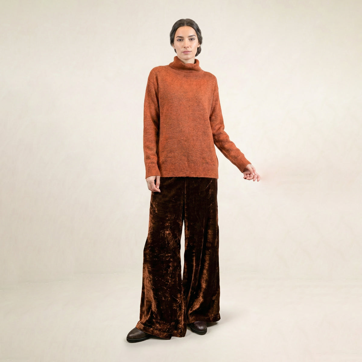 Landa Orange High Neck Sweater