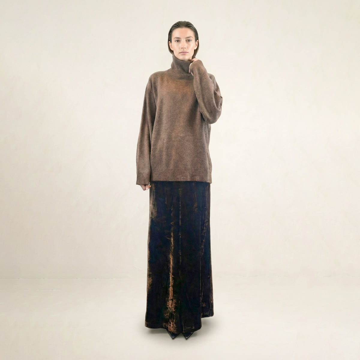 Landa Brown High Neck Sweater