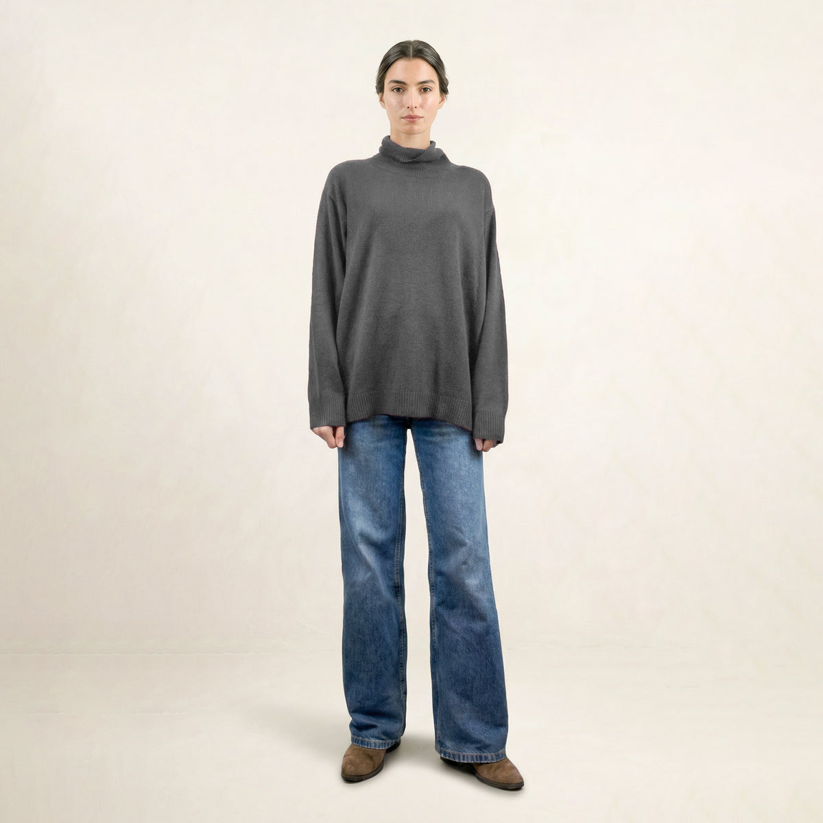 Landa Grey High Neck Sweater