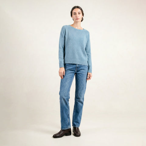 Cara Blue Round Neck Sweater