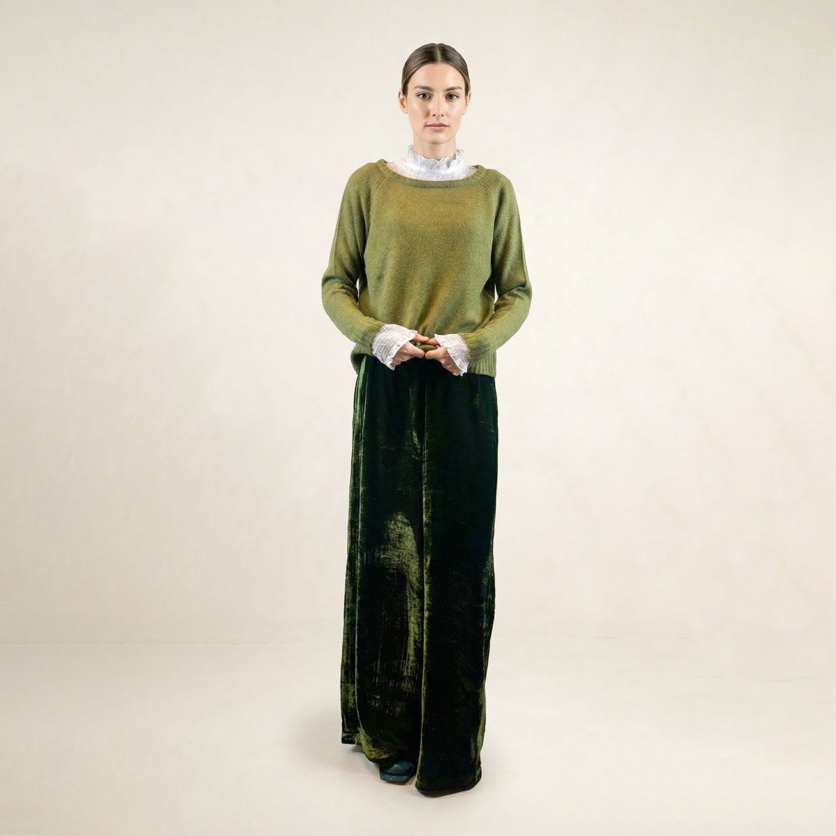 Cara Green Round Neck Sweater