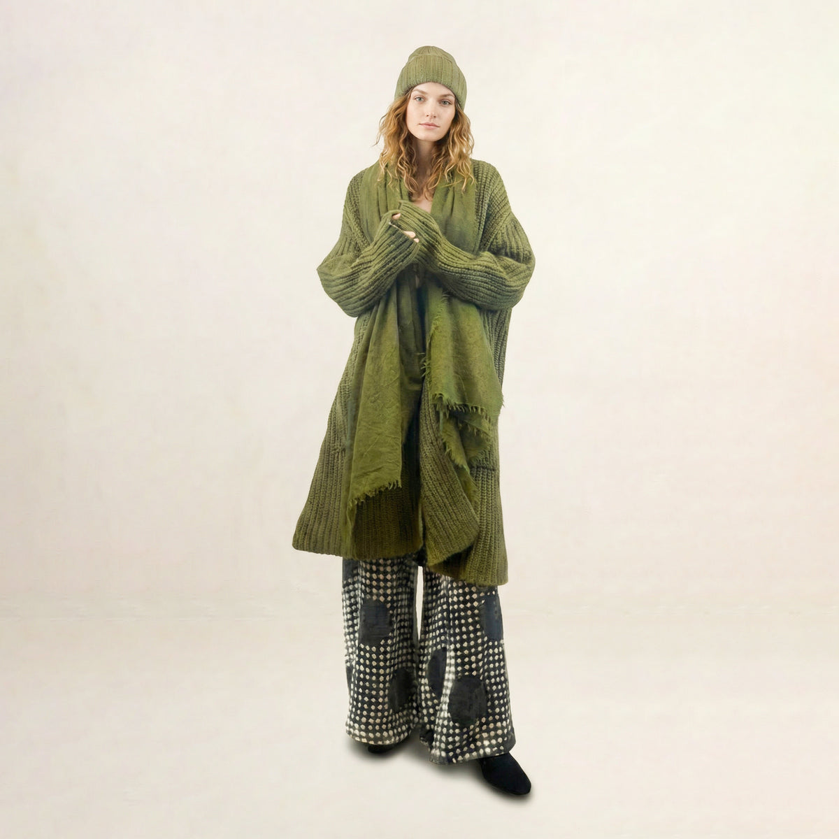 Varil Green Loose Coat