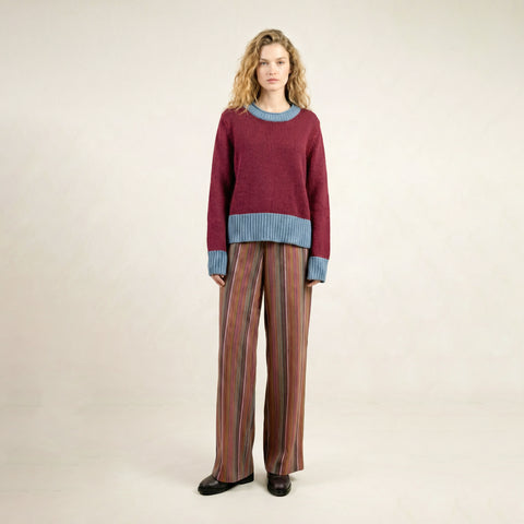 Uria Pink with Blue Border Sweater