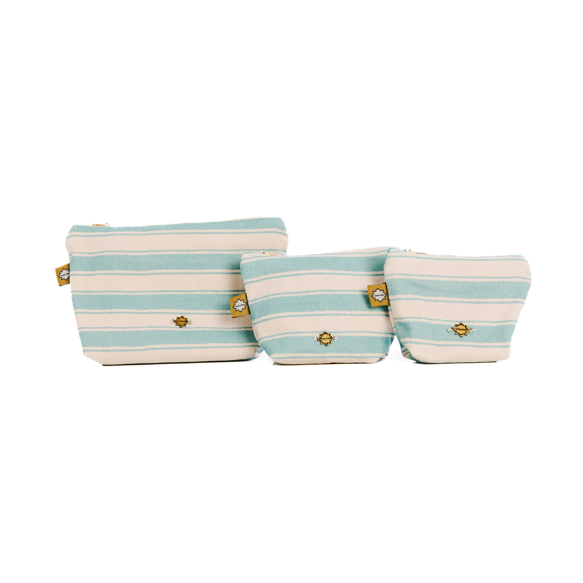 Trio blue hamptons pouch set