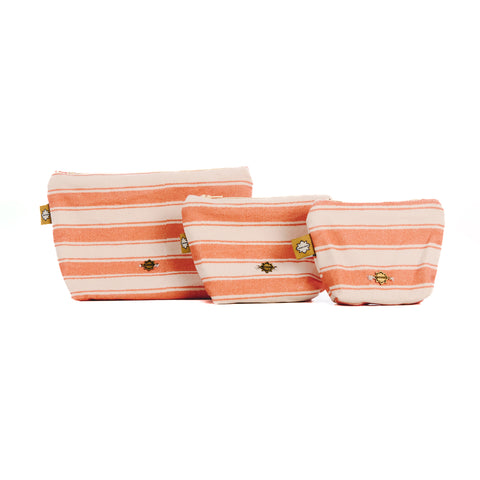 Trio orange hamptons pouch set