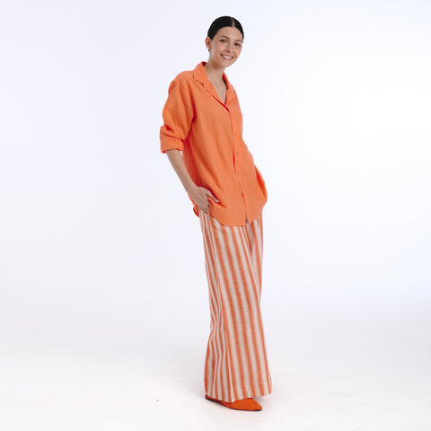 Boyfriend orange plains shirt