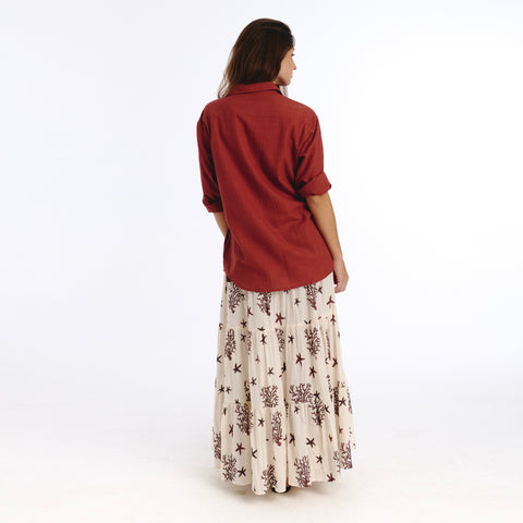 Boyfriend maroon plains shirt