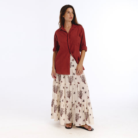 Boyfriend maroon plains shirt