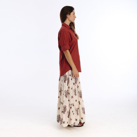 Boyfriend maroon plains shirt