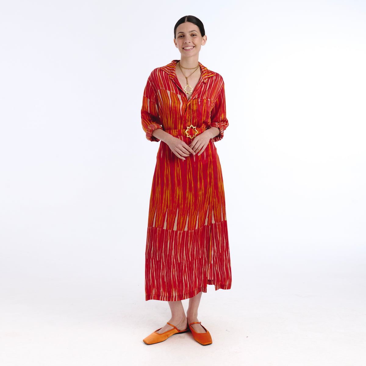 Boyfriend red ikat shirt