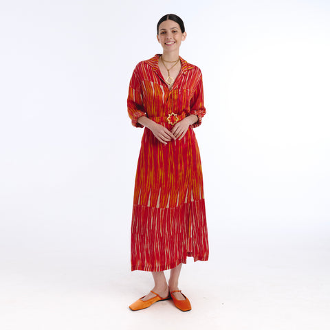 Boyfriend red ikat shirt
