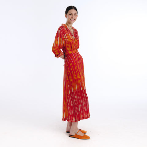 Boyfriend red ikat shirt