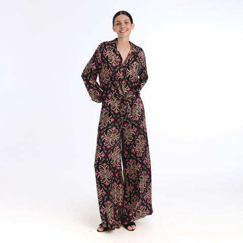 Boyfriend black blanche flower shirt