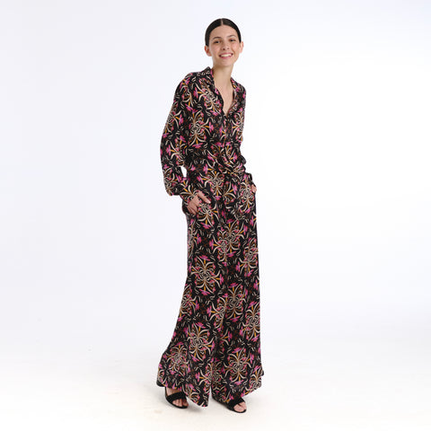 Boyfriend black blanche flower shirt