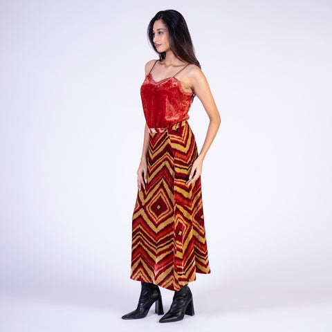 Cassia red skirt ikat