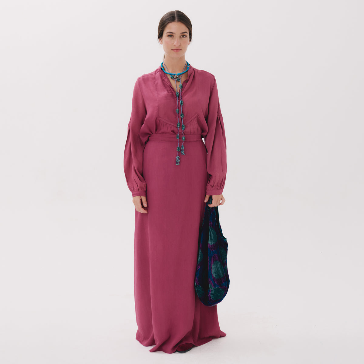 Gala pink viscose plain skirt