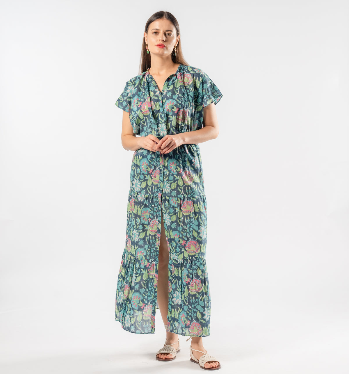 Saffron green bloom blouse