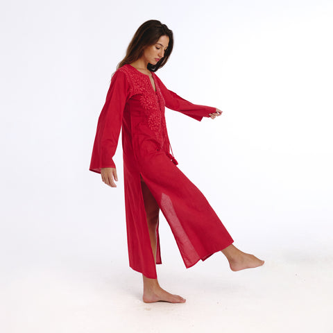 Electra red lucknow kurta