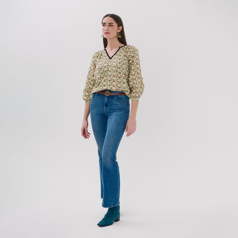 Siya red garden blouse