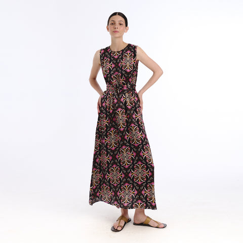 Gia black blanche flower Dress