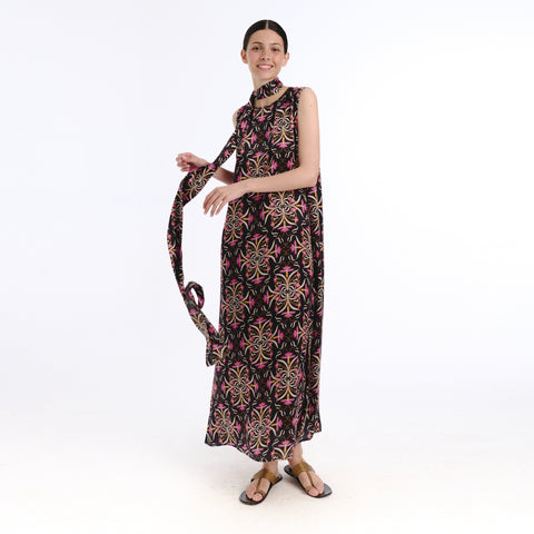 Gia black blanche flower Dress
