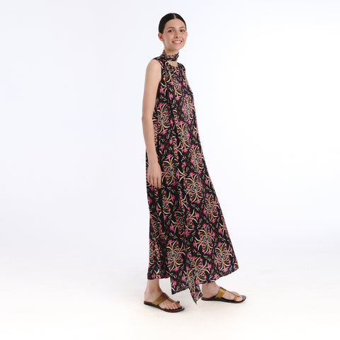 Gia black blanche flower Dress