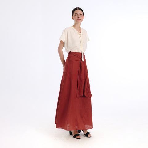 Sora maroon plains skirt