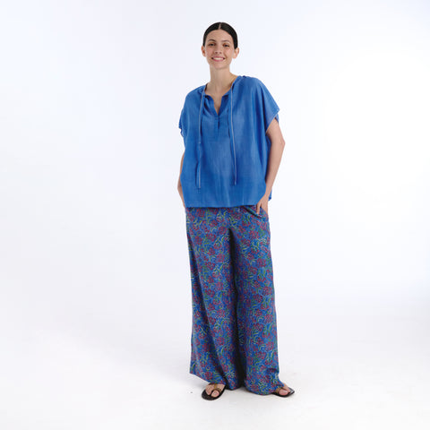 Ivy blue plains silk blouse