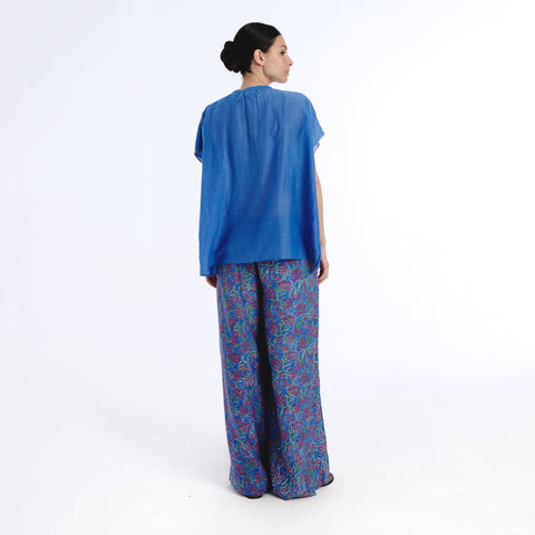 Ivy blue plains silk blouse
