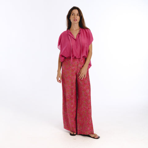 Ivy pink plains silk blouse