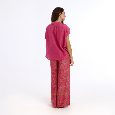 Ivy pink plains silk blouse