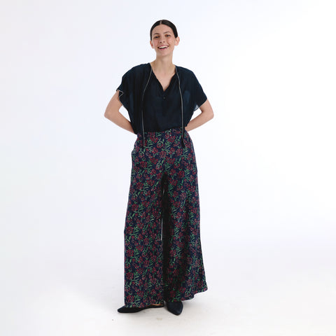 Ivy black plains silk blouse