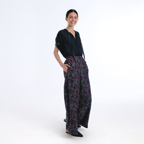 Ivy black plains silk blouse