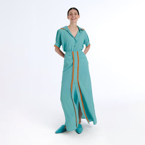 Greta blue plains skirt