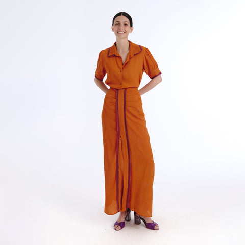 Greta orange plains skirt