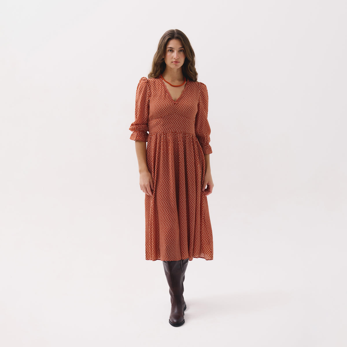London orange pop dress