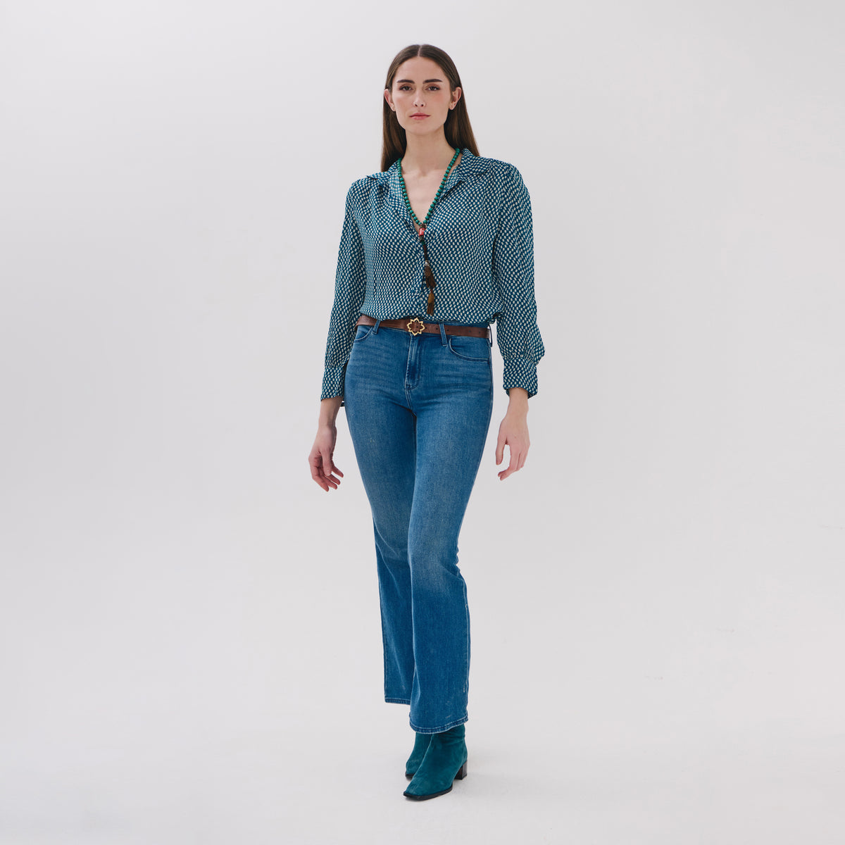 Lotus blue pop blouse