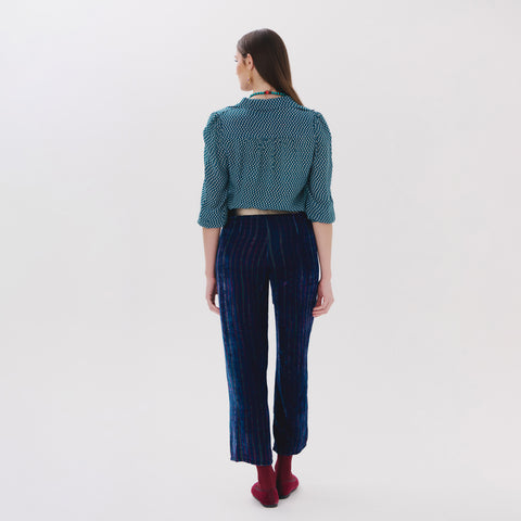 Jade blue linear trousers