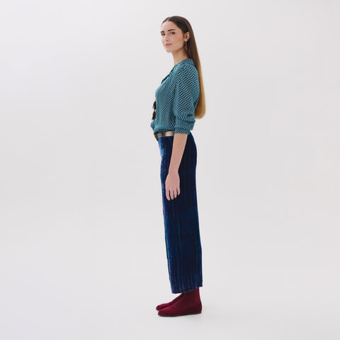 Jade blue linear trousers