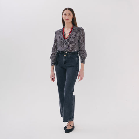 Lotus grey pop blouse