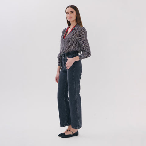 Lotus grey pop blouse