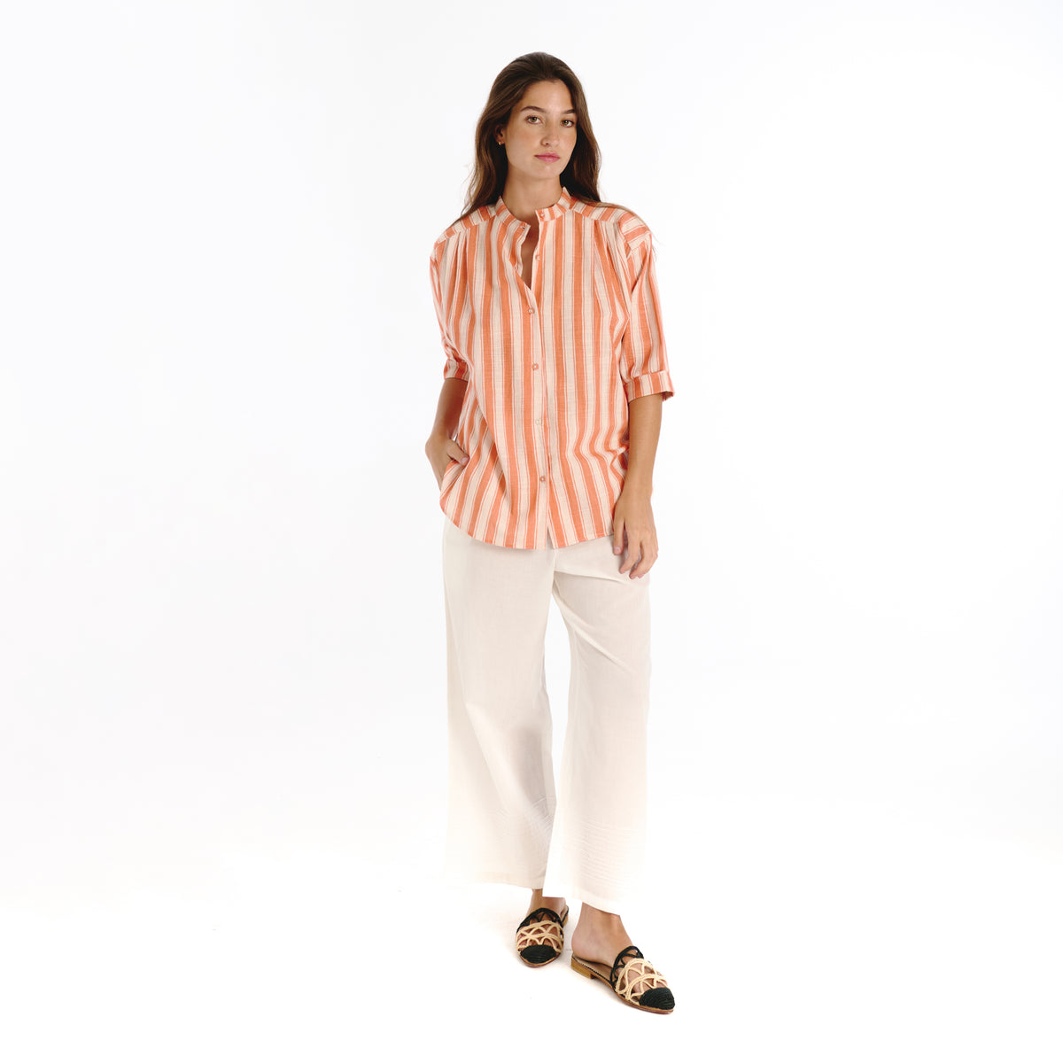 Luno orange hamptons blouse