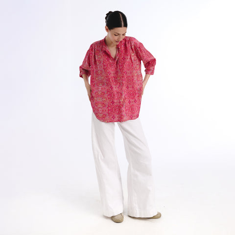Luno pink devon flower blouse
