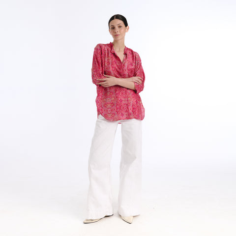 Luno pink devon flower blouse