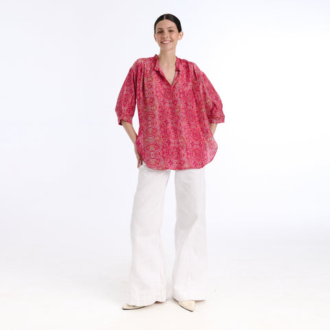 Luno pink devon flower blouse