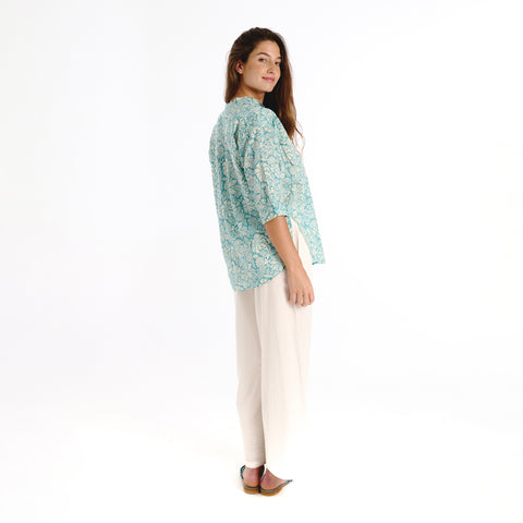 Luno blue old flower blouse