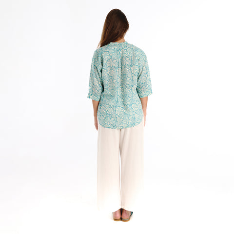 Luno blue old flower blouse