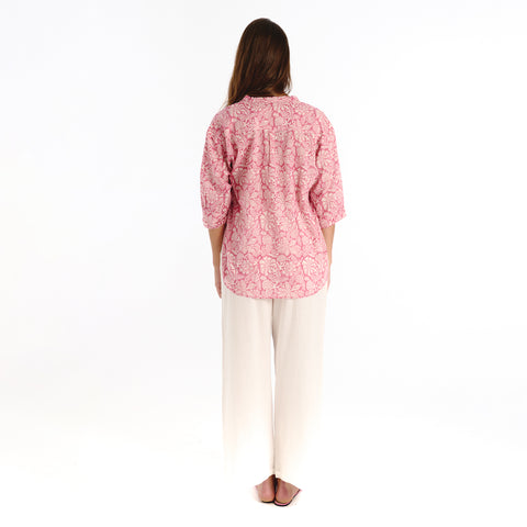 Luno pink old flower blouse